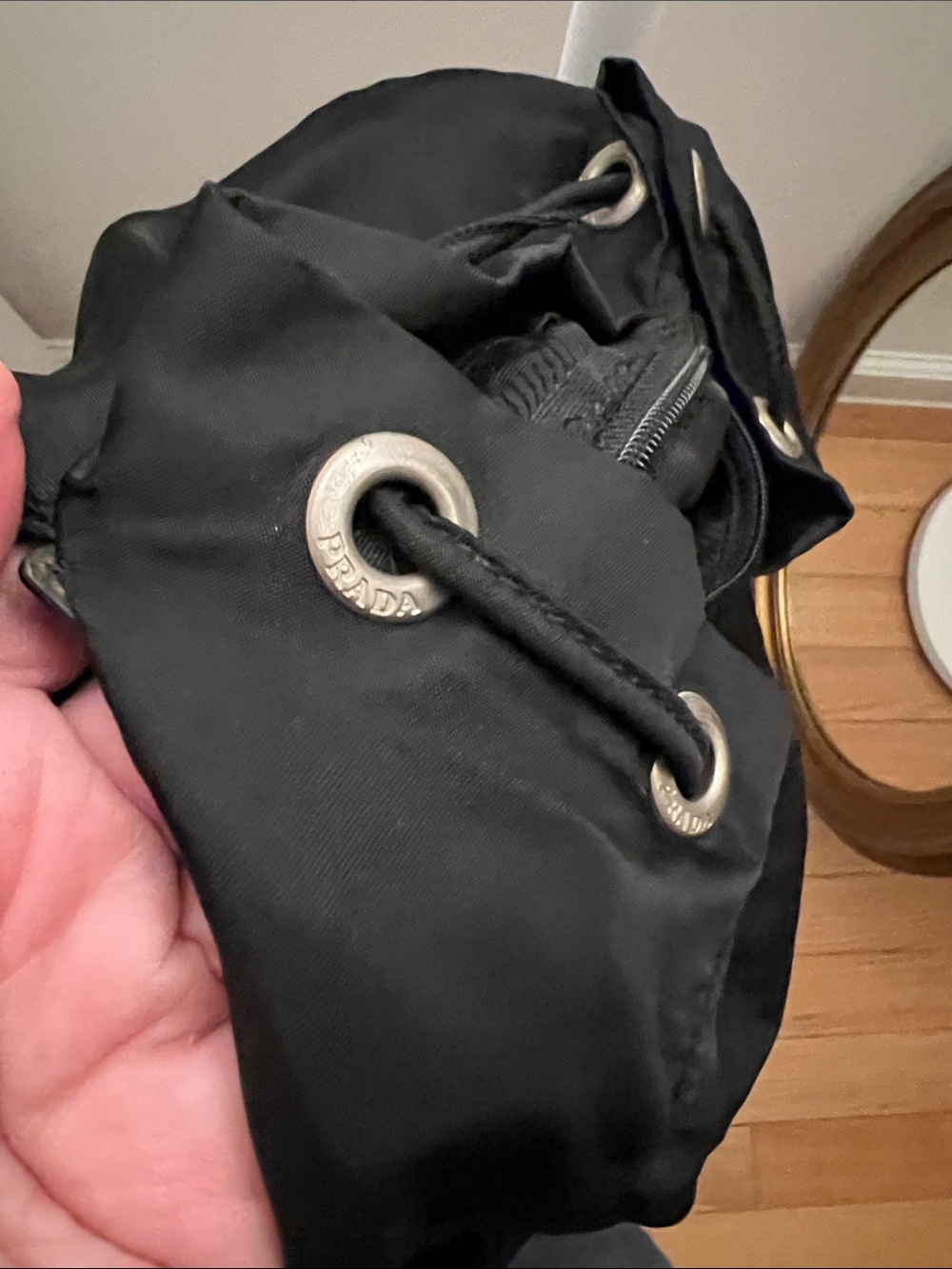 Prada Black Nylon Drawstring Backpack with Front Pockets - Picture 7 of 8